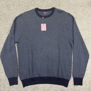 Tocco Reale Mens L Cashmere Blend Sweater Blue Black Herringbone Wool‎ Viscose